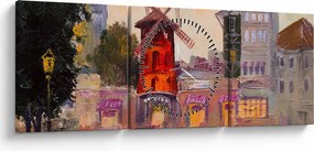 Obraz - Moulin Rouge, Paryż, Francja (z zegarem) (90x30 cm)