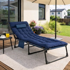 Leżak Ogrodowy VENUS 190x73 cm Granatowy