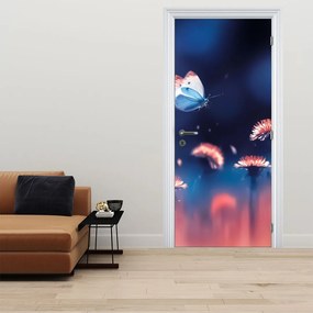 Fototapeta na drzwi - Dmuchawce z niebieskim motylem (95x205cm)
