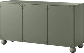 Komoda Sonatia II 150 cm trzydrzwiowa na nogach kulach - oliwka