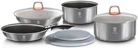 Aluminiowy srebrny zestaw garnków z pokrywkami S4-C65