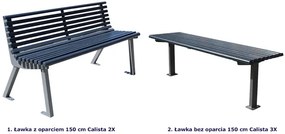 Ławka miejska z oparciem 150 cm Arona 2X - 96 kolorów