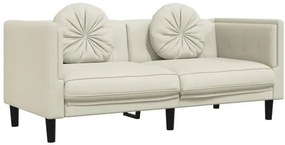 Kremowa stylowa sofa 2-osobowa z poduszkami Arsa 9X