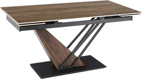 Stół Rozkładany Prostokątny REX 160-220 cm Ceramiczny Ciemny Brąz/Czarny do Jadalni Nowoczesny Loft