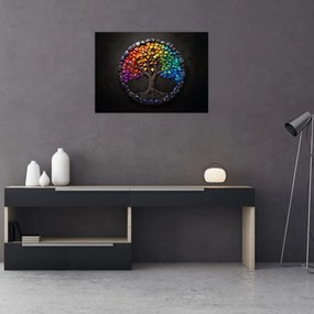 Obraz – Drzewo pełne kolorowych serc (70x50 cm)