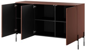 Komoda trzydrzwiowa Sonatia na metalowych nogach 150 cm - burgund