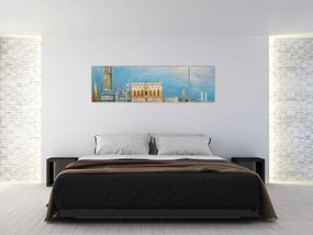 Obraz - Gondola przejeżdżająca przez Wenecję, obraz olejny (170x50 cm)