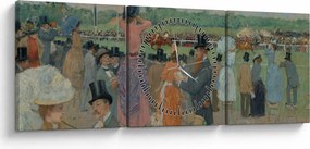Obraz - Jean-Louis Forain, The Races at Longchamp, reprodukcje (z zegarem) (90x30 cm)