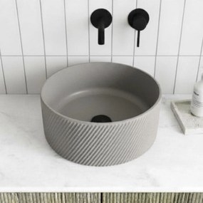 Massi Umywalka betonowa nablatowa okrągła bez otworu na baterię 37 cm VIJA | różne kolory : Kolor - Popielaty