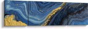 Obraz - Niebiesko-złota abstrakcja (170x50 cm)