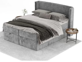 Szare łóżko boxspring ze schowkiem 160x200 cm Passion – Maison de Rêve