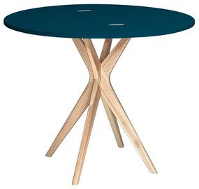 Stół półokrągły CUTTI 90x90 rozkładany petrol blue/jesion RAGABA