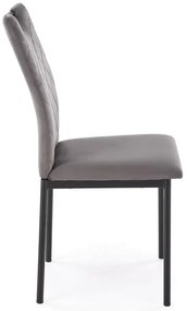 Krzesło tapicerowane K577 VELVET szare/czarne HALMAR