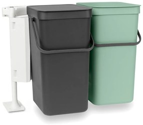 Miętowo-ciemnoszary plastikowy kosz na śmieci do segregacji odpadów do zabudowy 32 l Sort &amp; Go – Brabantia