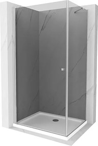 Mexen Pretoria kabina prysznicowa uchylna 80 x 100 cm, grafit, chrom + brodzik Flat - 852-080-100-01-40-4010