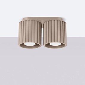 Plafon dwupunktowy AURA 2 taupe GU10 ryflowany SOLLUX  LIGHTING