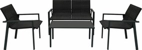 Zestaw mebli ogrodowych z rattanu - czarny