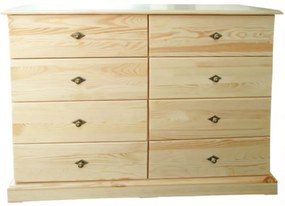 Komoda drewniana KDM-9e, 8 szuflad, sosna