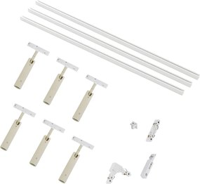 Nowoczesny system oświetlenia szynowego Slimline Uzzy z 6 reflektorami w kolorze beżowym i białym, jednofazowy