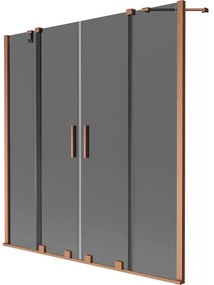Mexen Velar Duo parawan nawannowy 2-skrzydłowy rozsuwany 140 x 150 cm, grafit, miedź szczotkowana - 896-140-000-42-65