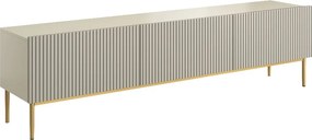 Szafka RTV Nicole 200 cm na metalowych nogach z szufladą - kaszmir / złote nóżki