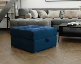 PROMOCJA Granatowy taboret ZENOVA z miejscem na przechowywanie 65x65 cm II. klasa jakości