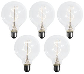 Zestaw 5 ściemnialnych żarówek LED E27 z żarnikiem spiralnym G95 4W 270LM 2700K