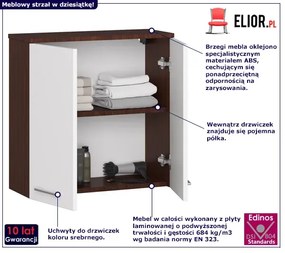 Minimalistyczna wisząca szafka łazienkowa wenge + biały - Zofix 3X