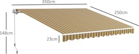Outsunny Markiza Ochronna Przed Słońcem, 3,5 m x 2,5 m, Żółty + Szary