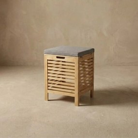 Bambusowy kosz na pranie z siedziskiem DISA, 40 l