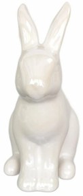 Dekoracje wielkanocne Biały zajączek, ceramika,10,2 x 13 x 5,2 cm