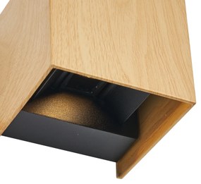 Zewnetrzna Skandynawski Kinkiet / Lampa scienna zewnętrzny z nadrukiem drewna z LED IP54 - EdwinSkandynawski Oswietlenie zewnetrzne