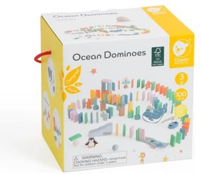 Classic world drewniane domino tor logiczny przeszkód układanka montessori 100 el.