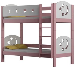 Różowe łóżko piętrowe z 2 materacami F6-A09
