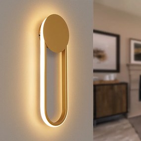 Kinkiet wewnętrzny LED NETTLIFE – 12 W, 41 cm, do oświetlenia schodów, złota lampa do korytarza, nowoczesny design, ciepła biel 3000 K