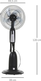 Stojący Wentylator z Rozpylaczem Wody HOMCOM 90 W Czarny+Srebrny