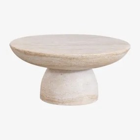 Okrągły Stolik Kawowy Ø70 Cm W Stylu Cementu Trawertyn Zenadia Look Travertino - Sklum
