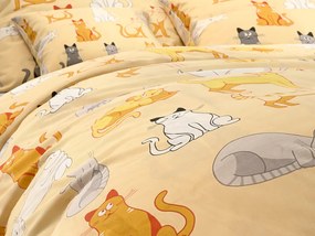 PrzytulneMieszkanie.pl PrzytulneMieszkanie.pl Bawełniana pościel CHROMA CATS kremowa Rozmiar pościeli: 2 szt 70 x 90 cm | 200 x 220 cm