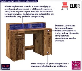 Biurko podświetlane 120 cm stare drewno Osmen 4X