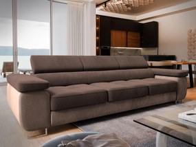 Masseno Sofa MOSINE z funkcją spania, Rozkładana sofa z regulowanymi zagłówkami - Brązowy, MONOLITH 29 + MONOLITH 09