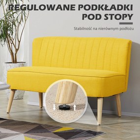 HOMCOM 2-osobowa sofa, miękkie obicie, łatwa do czyszczenia, do 220 kg, 117 x 56,5 x 77 cm, żółta | Aosom PL