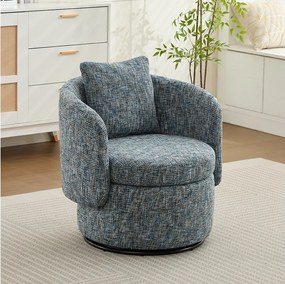 Fotel z wyściełanym oparciem i funkcją obrotową - szenil w kolorze niebieskim - do salonu i biura