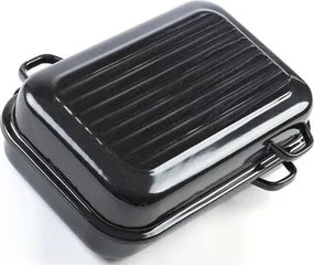 Belis Emaliowany brytfanna podwójna z żebrowaniem i uchwytami bocznymi, 40 cm