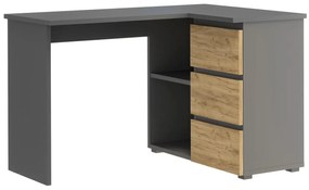 Klasyczne biurko narożne antracyt + dąb craft T5-T46