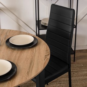 Krzesło Tapicerowane do Salonu NARIS Czarne Ekoskóra Nowoczesne Loft