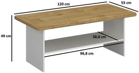 Klasyczna ława z półką biały + dąb harbor R0-L78