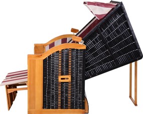 Outsunny Leżak ogrodowy 2-osobowy z daszkiem i podnóżkiem, rattan PE, czerwony, 118x79x150cm | Aosom PL