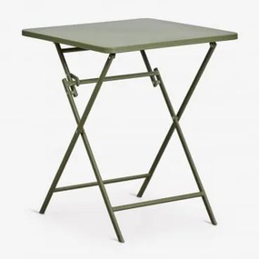 Składany Kwadratowy Stół Ogrodowy 60x60 Cm Ze Stali Tamarit Intensywny Verde Olive - Sklum