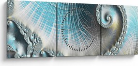 Obraz teksturowanej spirali (z zegarem) (90x30 cm)