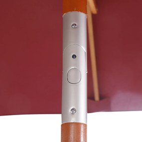 Outsunny Parasol Ogrodowy Zginany Czerwone Wino Drewno Poliester 3Stopniowa Regulacja 200x150x230cm | Aosom PL